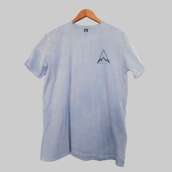 SMOKE BLUE SANDWASHED ORGANIC T SHIRT