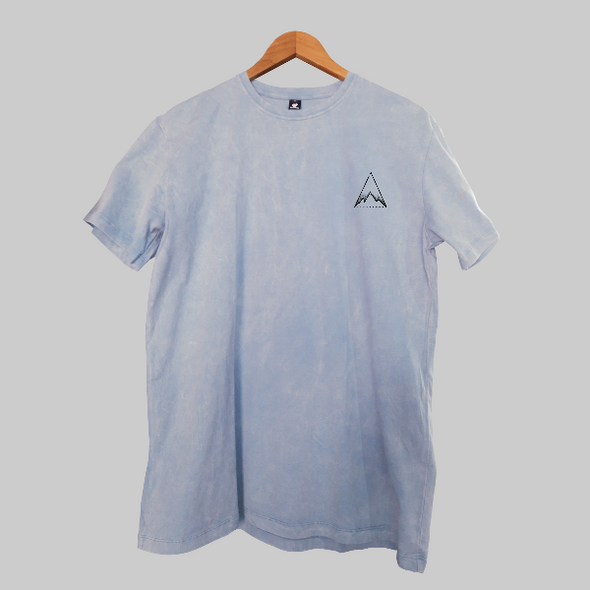 SMOKE BLUE SANDWASHED ORGANIC T SHIRT